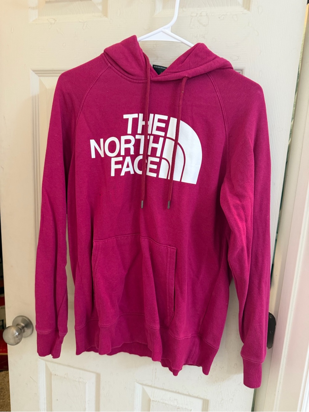 The North Face Hoodie in Magenta with White Logo